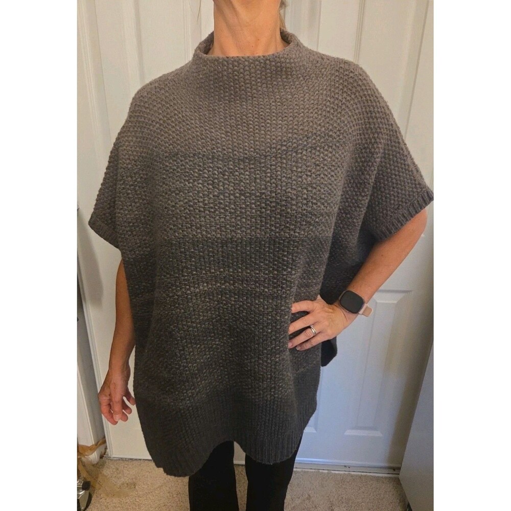 Fabiana Filippi Italy Chunky Textured Knit Cape Poncho Merino Silk Cashmere EUC